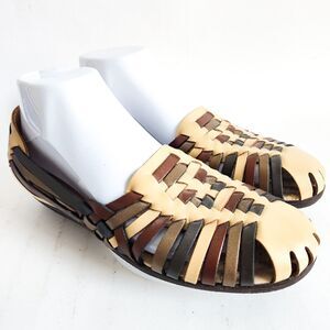 Softspots Woven Comfort‎ Leather Huarache Sandals Slingback Flat 9 Narrow